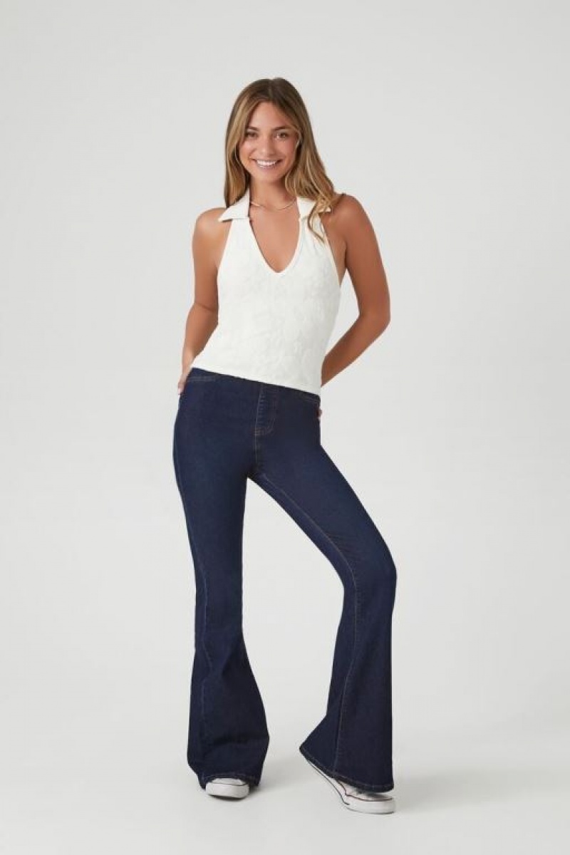 Jeans Forever 21 Stretch Denim Flare Mujer Azules Oscuro | sw8HewP4Eth