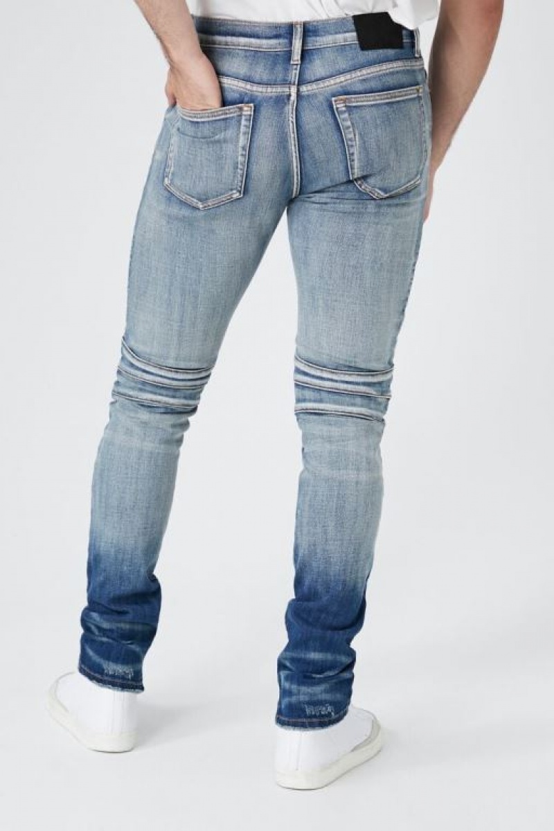 Jeans Forever 21 Stretch Denim Moto Flaco Hombre Azules | LnwnZd0qtN6