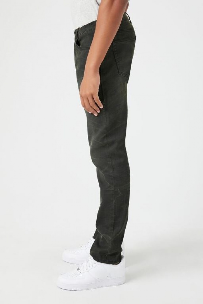 Jeans Forever 21 Stretch Denim Slim Fit Hombre Verde Oliva | InJotPKSxRV