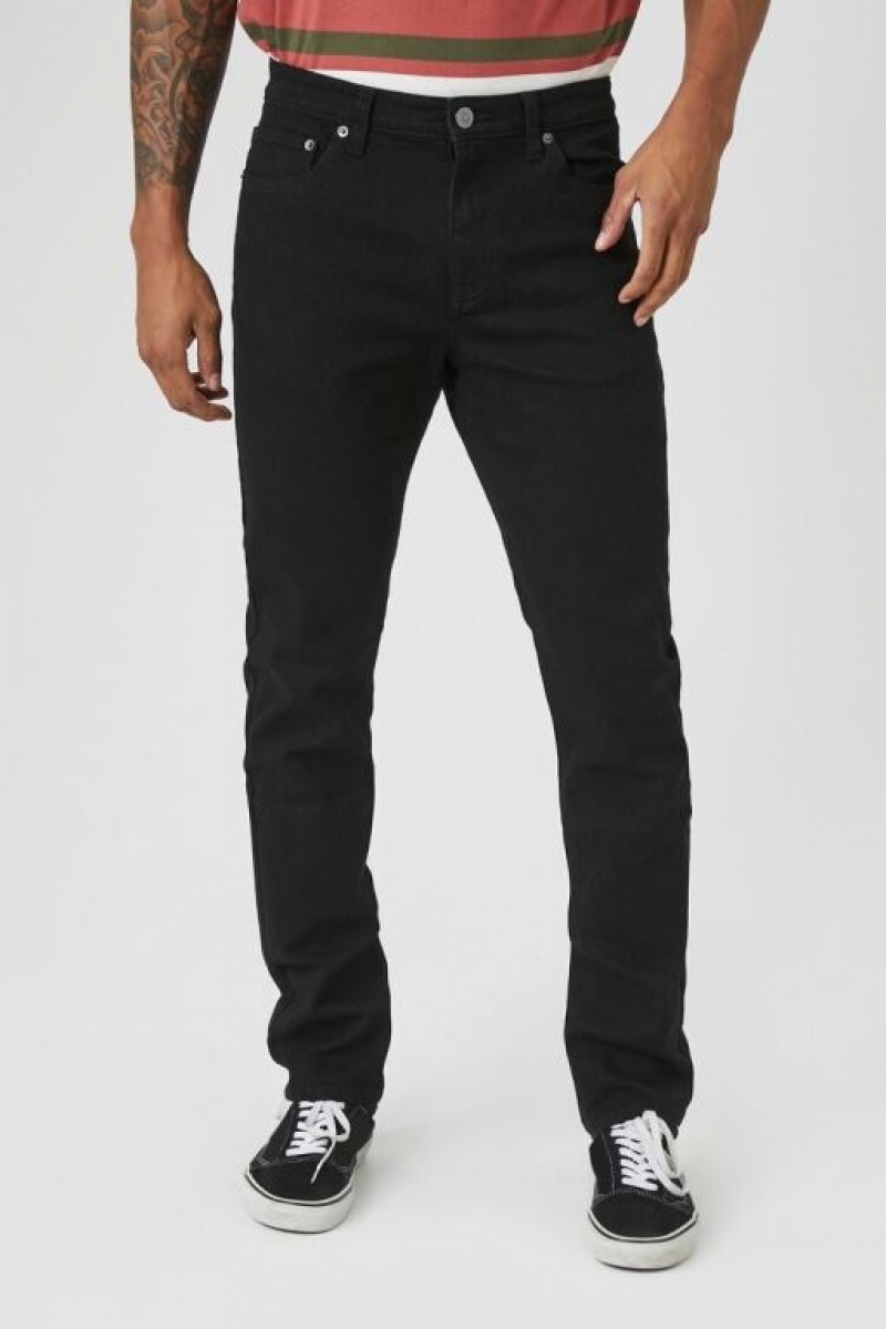 Jeans Forever 21 Stretch Denim Slim Fit Hombre Negras | QVX9QJNKCQM