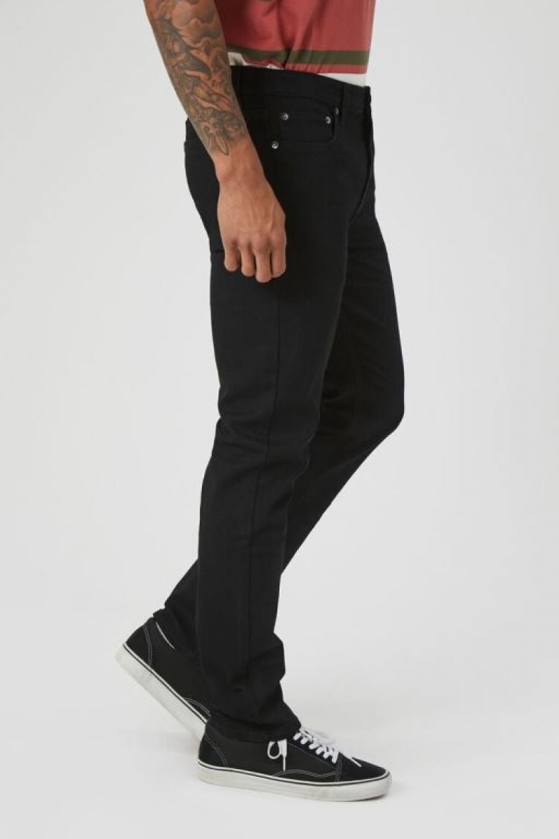 Jeans Forever 21 Stretch Denim Slim Fit Hombre Negras | QVX9QJNKCQM