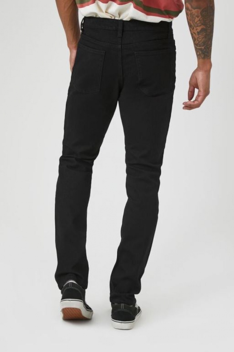 Jeans Forever 21 Stretch Denim Slim Fit Hombre Negras | QVX9QJNKCQM