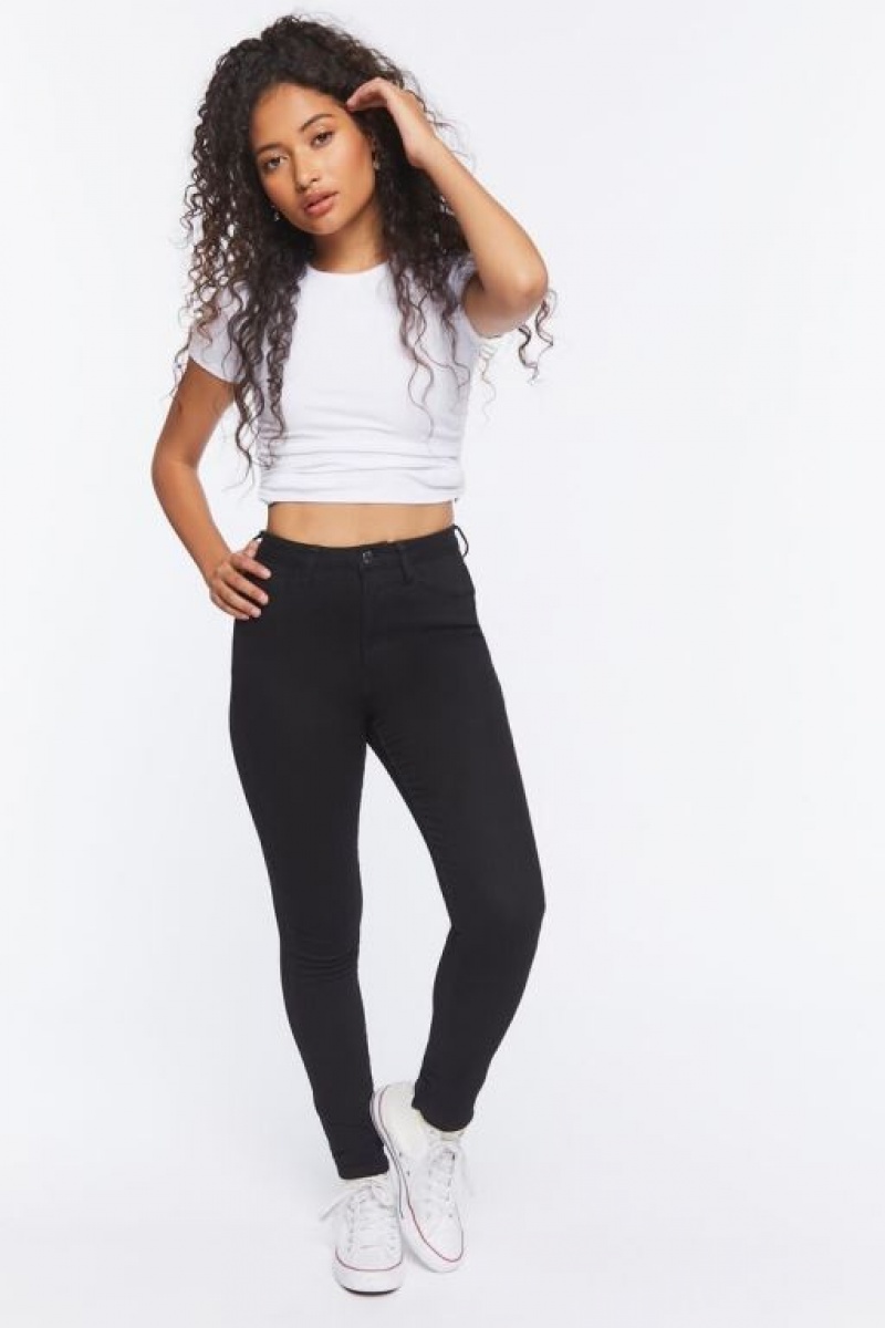 Jeans Forever 21 Stretch High Rise Flaco Mujer Negras | JqruZuw01Hh