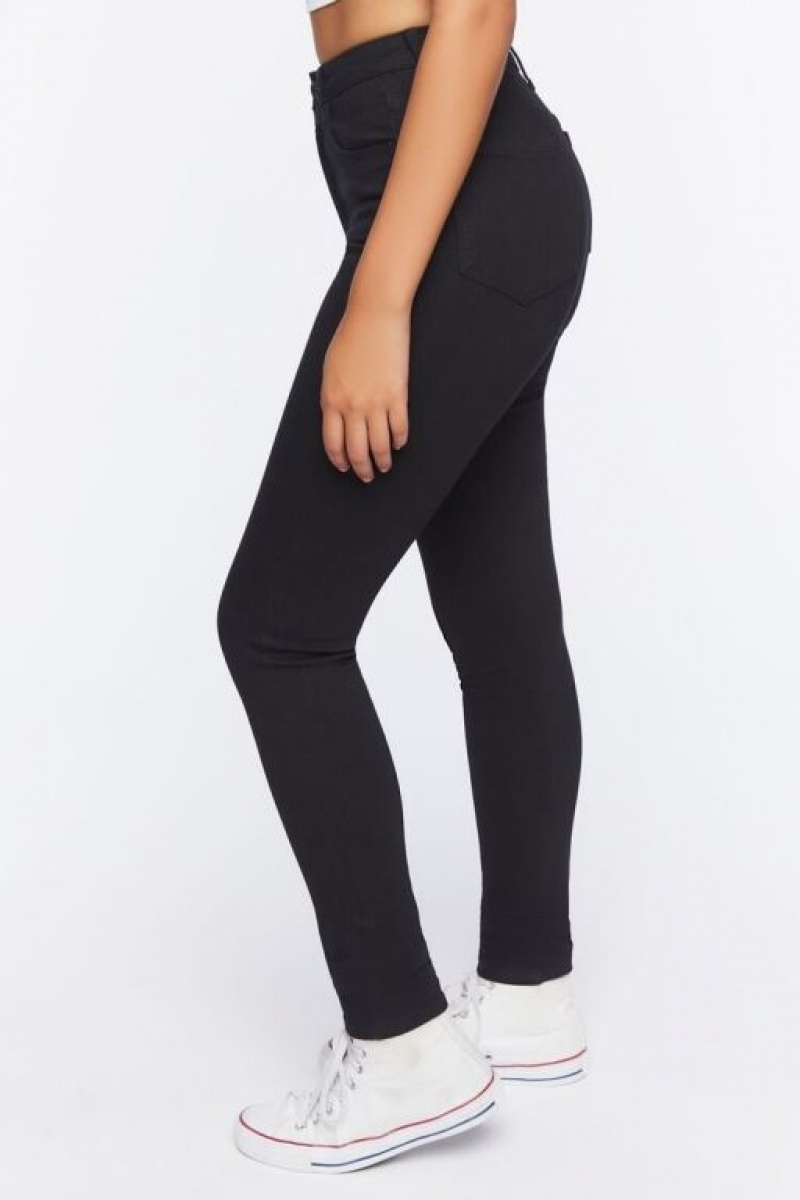 Jeans Forever 21 Stretch High Rise Flaco Mujer Negras | JqruZuw01Hh