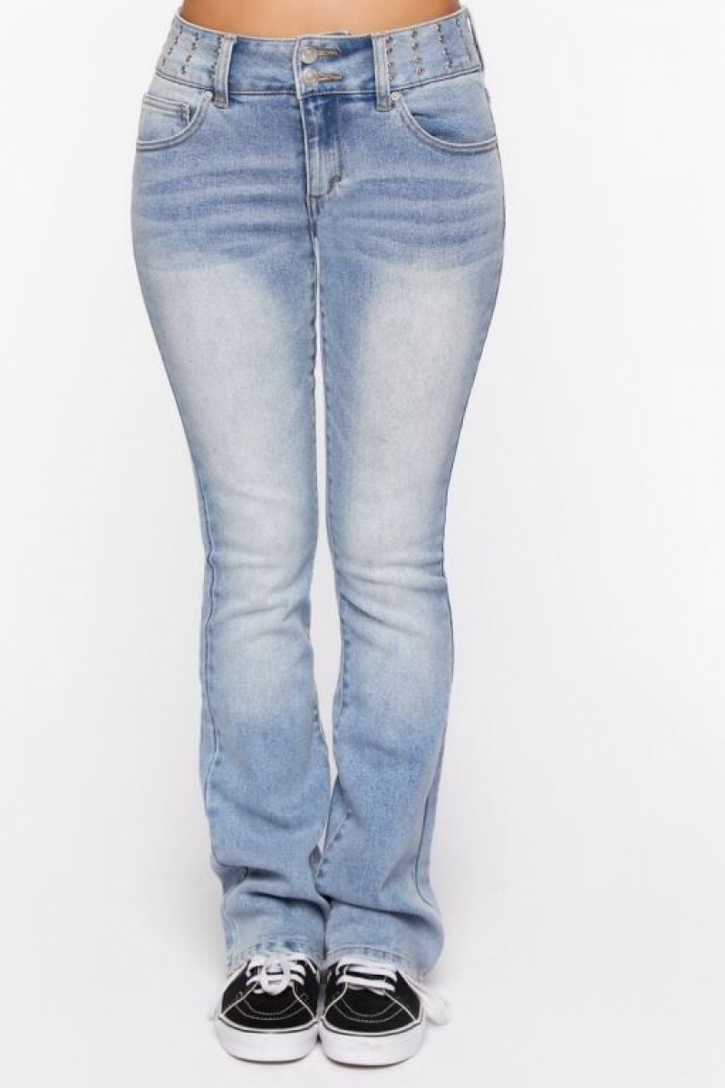 Jeans Forever 21 Studded Mid Rise Bootcut Mujer Azules Claro | rvFEGBYUnuB