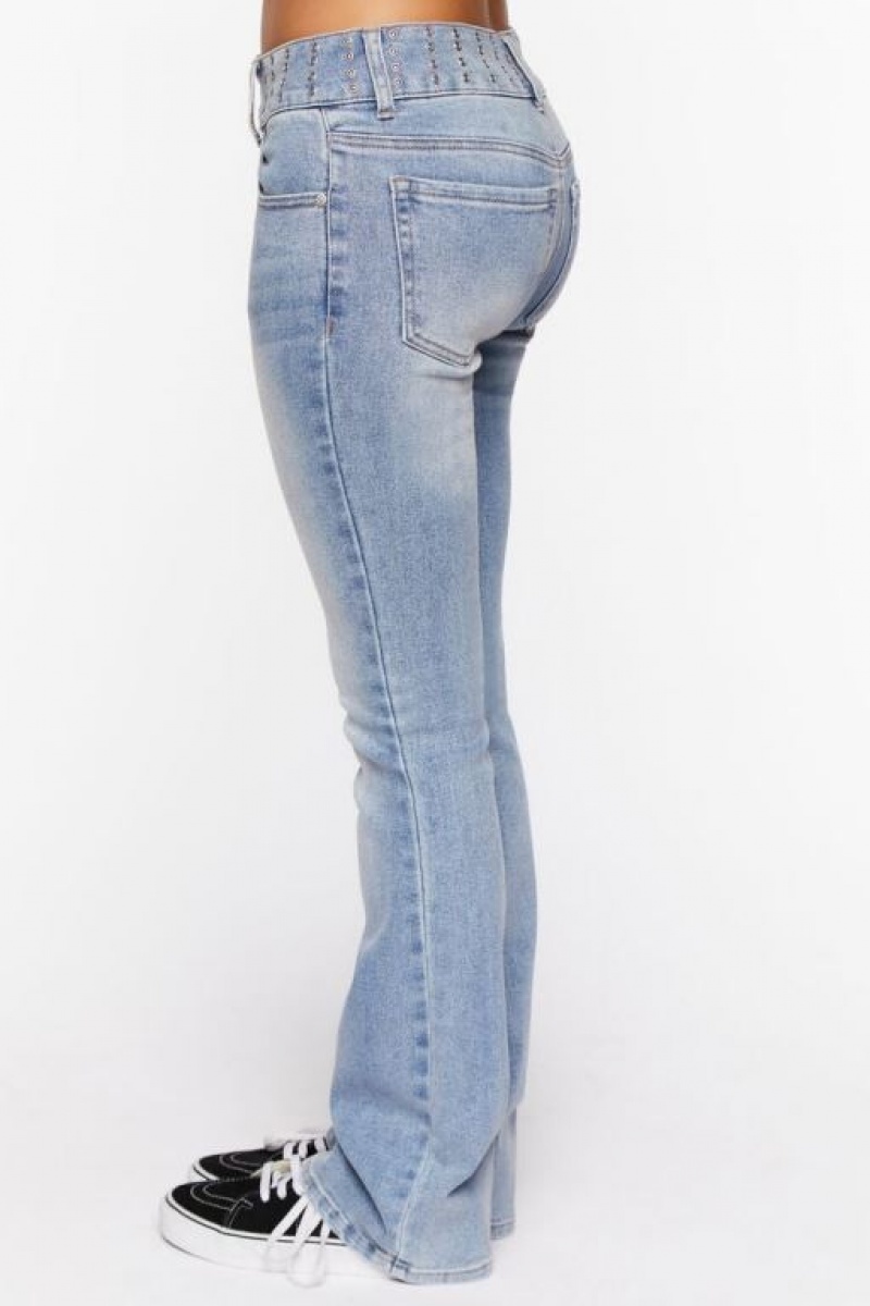 Jeans Forever 21 Studded Mid Rise Bootcut Mujer Azules Claro | rvFEGBYUnuB