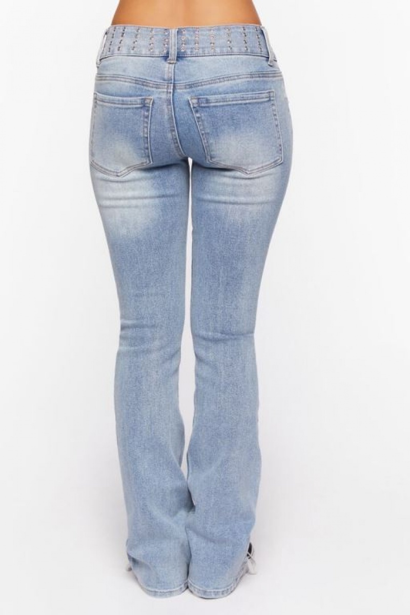 Jeans Forever 21 Studded Mid Rise Bootcut Mujer Azules Claro | rvFEGBYUnuB