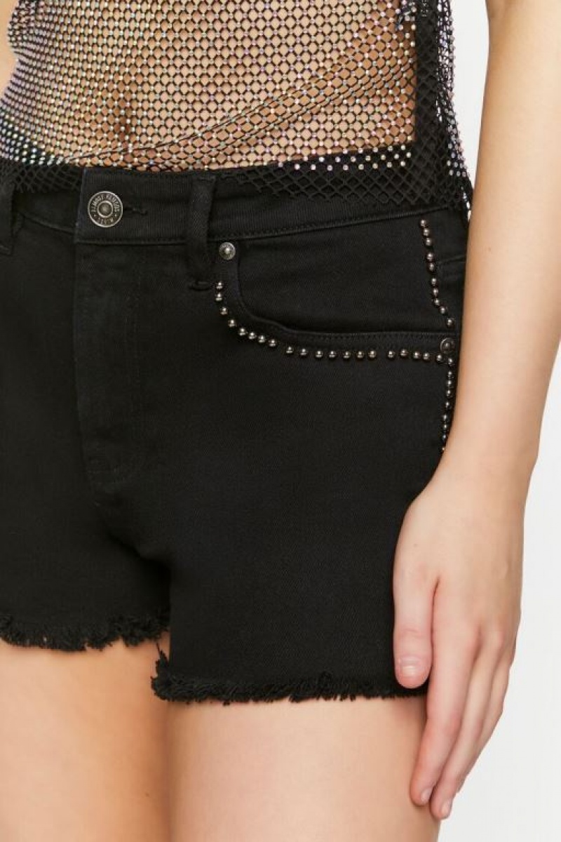 Jeans Forever 21 Studded Mid Rise Denim Mujer Negras | 34AkTmQzPBc