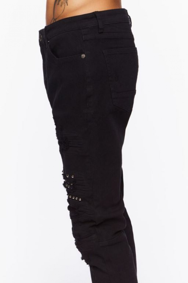 Jeans Forever 21 Studded Slim Fit Hombre Negras | 2uR7ParGIJ2