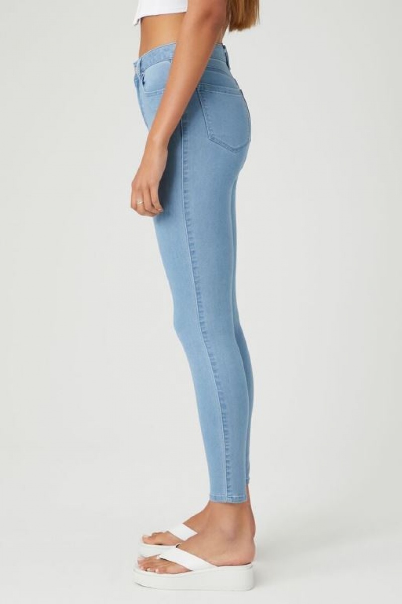 Jeans Forever 21 Super Stretch Flaco Curvy Mujer Azules Claro | r1ZQvA2kvkt