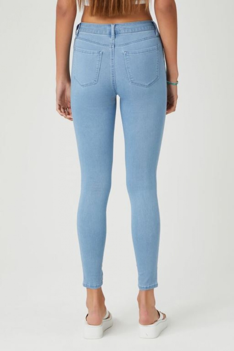 Jeans Forever 21 Super Stretch Flaco Curvy Mujer Azules Claro | r1ZQvA2kvkt