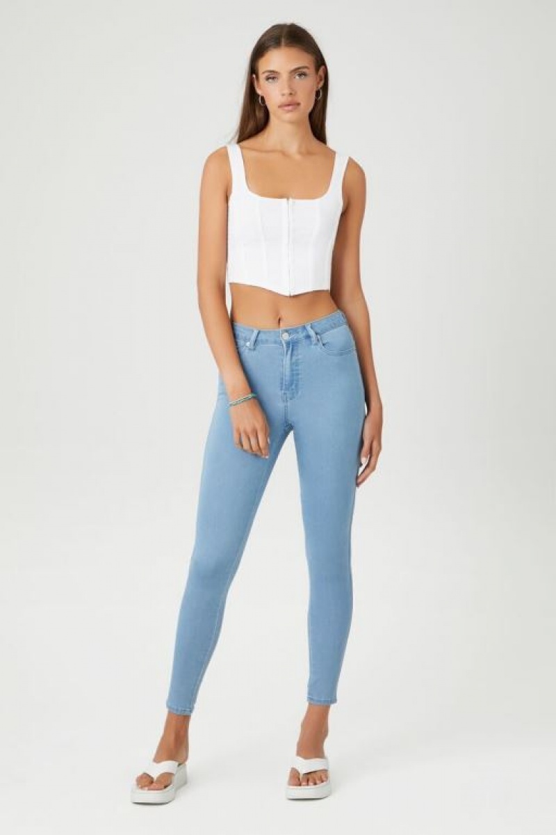 Jeans Forever 21 Super Stretch Flaco Curvy Mujer Azules Claro | r1ZQvA2kvkt