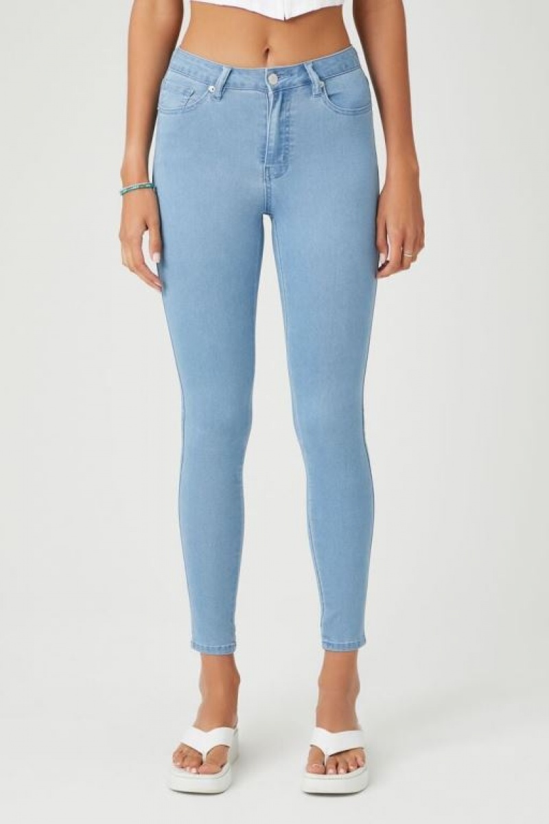 Jeans Forever 21 Super Stretch Flaco Curvy Mujer Azules Claro | r1ZQvA2kvkt