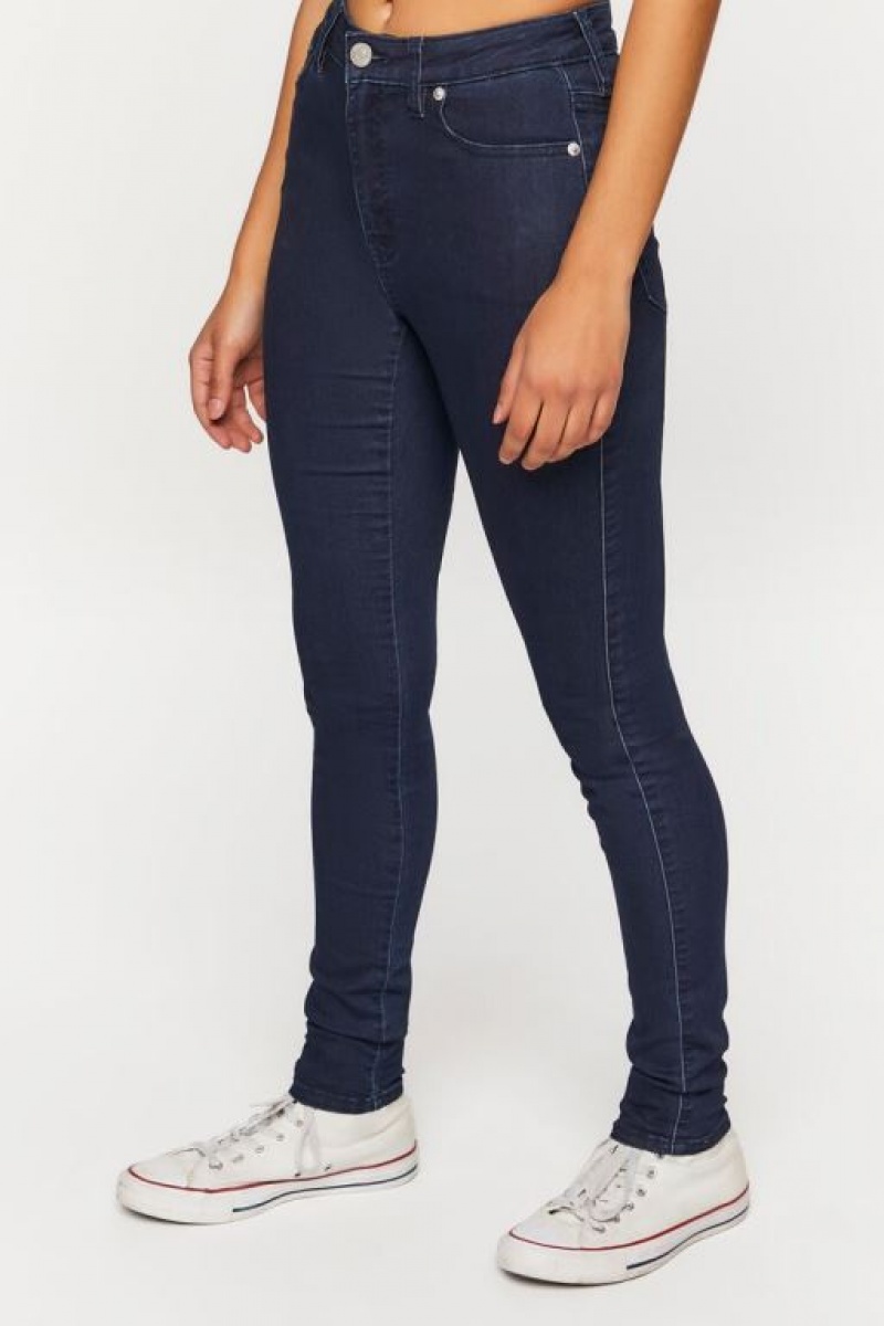 Jeans Forever 21 Super Stretch Flaco Curvy Mujer Azules Oscuro | mEEk0zCKlCR