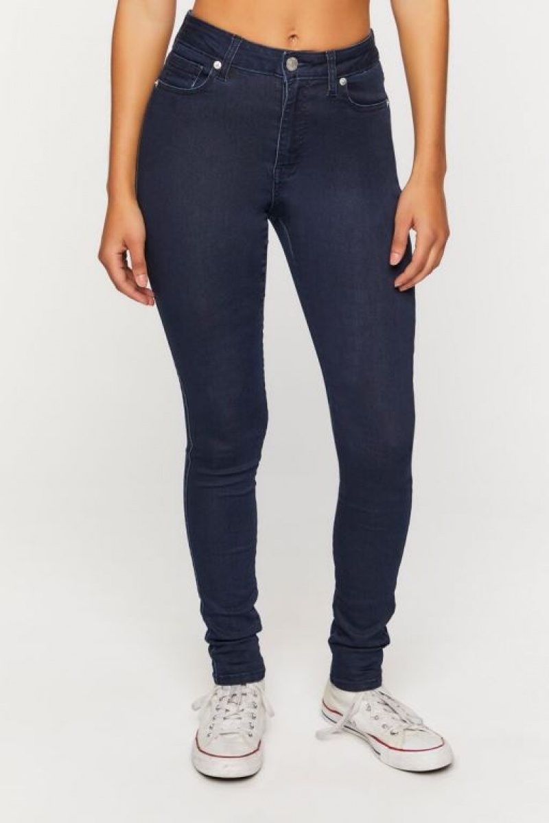 Jeans Forever 21 Super Stretch Flaco Curvy Mujer Azules Oscuro | mEEk0zCKlCR