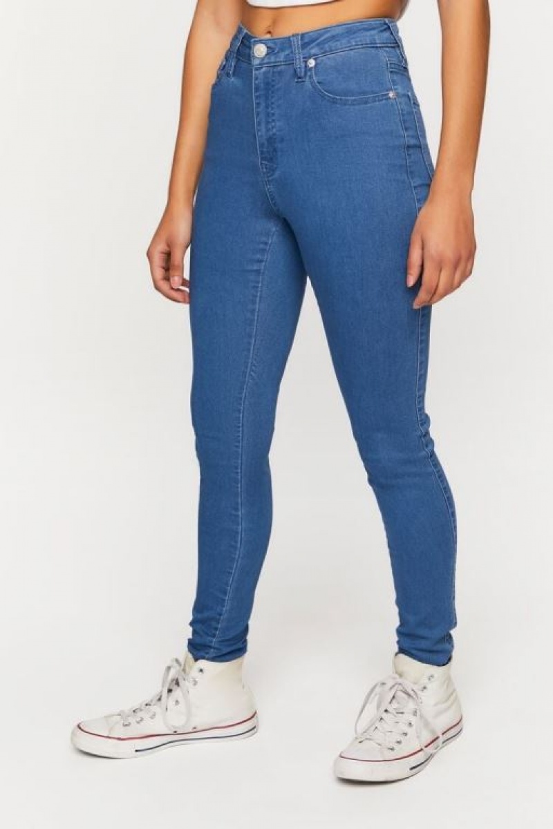 Jeans Forever 21 Super Stretch Flaco Curvy Mujer Azules | eAzbsr407rQ