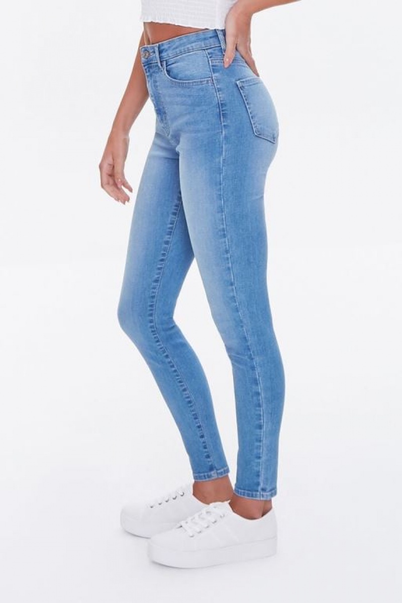 Jeans Forever 21 Super Stretch High Rise Flaco Mujer Azules | qP8BTFg7MnA