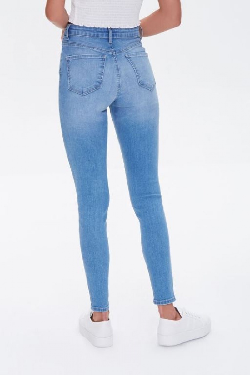 Jeans Forever 21 Super Stretch High Rise Flaco Mujer Azules | qP8BTFg7MnA