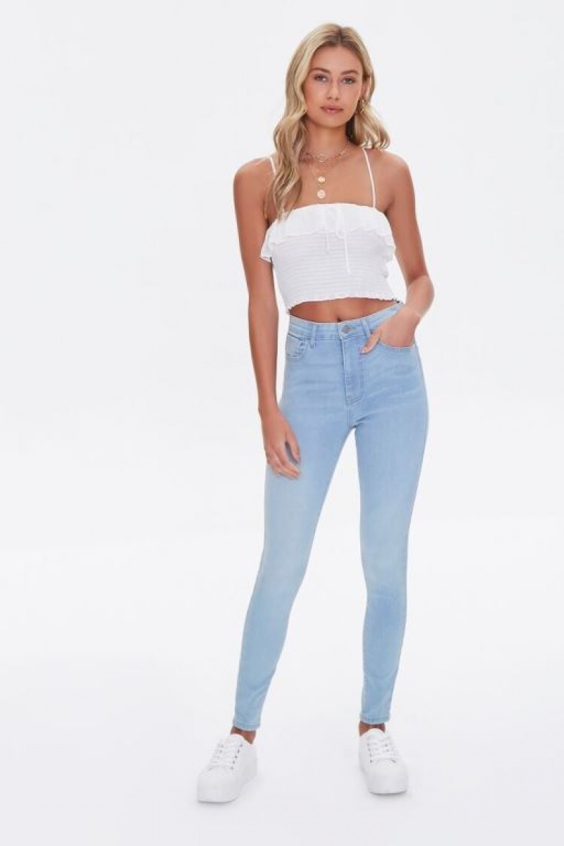 Jeans Forever 21 Super Stretch High Rise Flaco Mujer Azules Claro | H2tX8SKOTC6