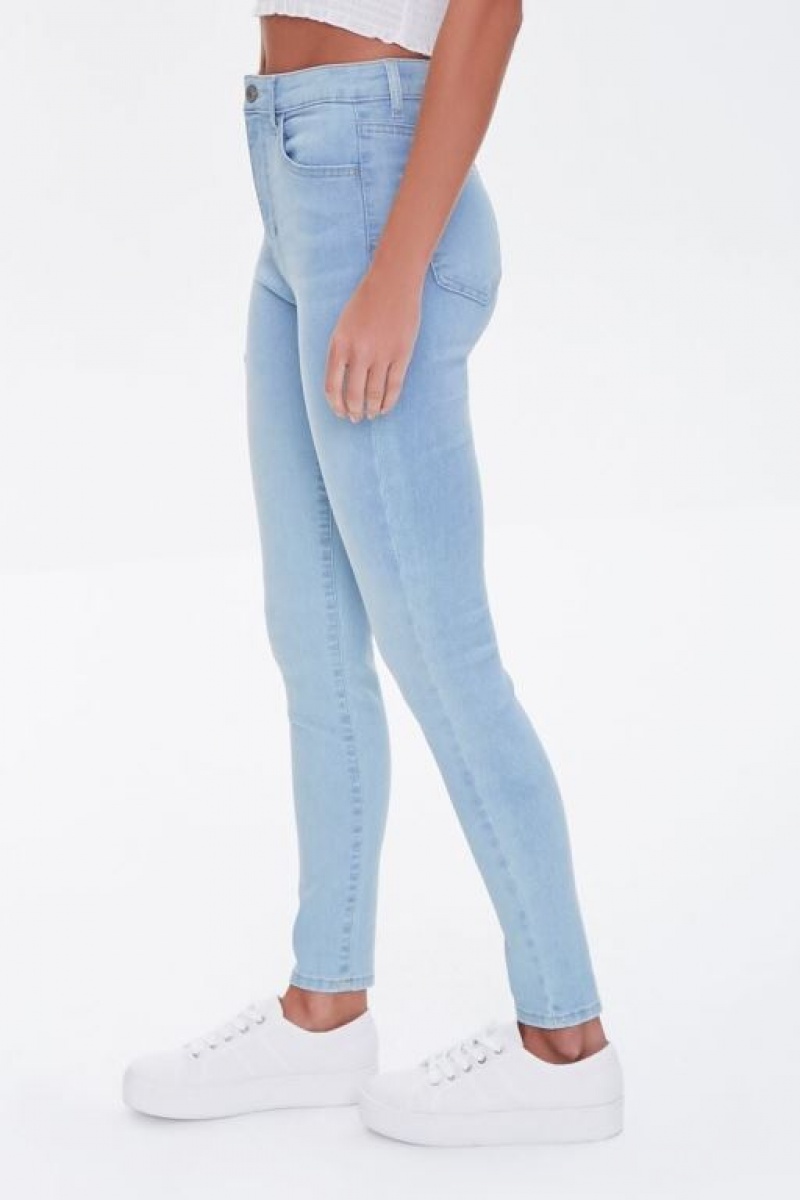 Jeans Forever 21 Super Stretch High Rise Flaco Mujer Azules Claro | H2tX8SKOTC6