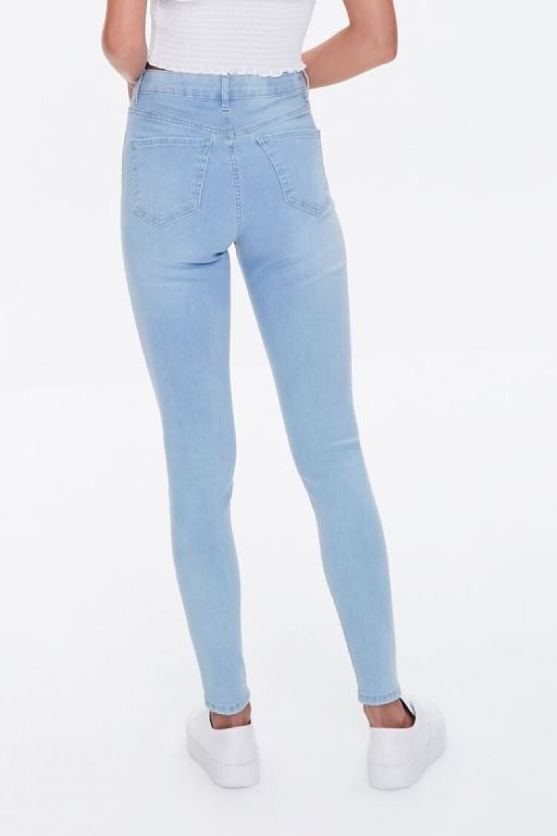 Jeans Forever 21 Super Stretch High Rise Flaco Mujer Azules Claro | H2tX8SKOTC6