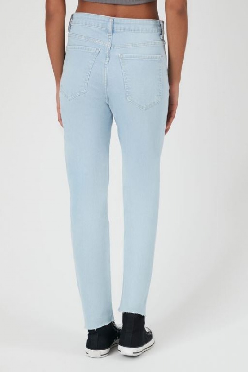 Jeans Forever 21 Super Stretch Mom Mujer Azules Claro | L4ZE6E7Ymw0