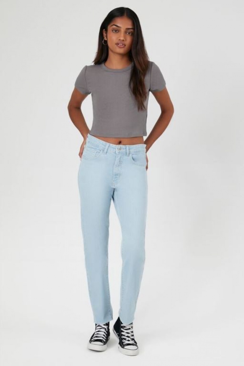 Jeans Forever 21 Super Stretch Mom Mujer Azules Claro | L4ZE6E7Ymw0