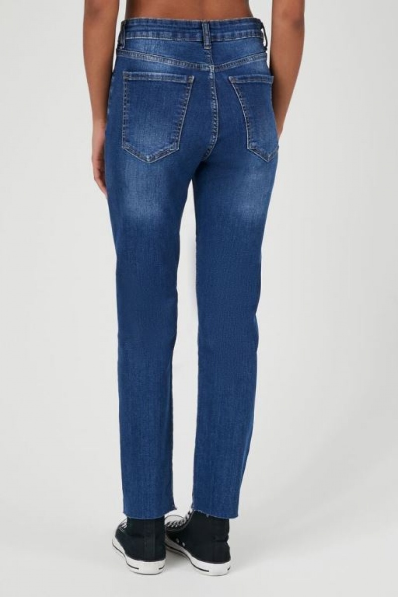 Jeans Forever 21 Super Stretch Mom Mujer Azules Oscuro | ilJpzg499xh