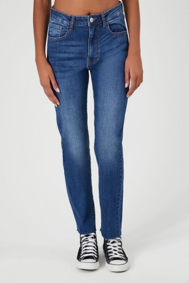 Jeans Forever 21 Super Stretch Mom Mujer Azules Oscuro | ilJpzg499xh