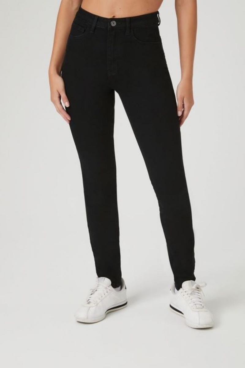 Jeans Forever 21 Tall High Rise Flaco Mujer Negras | O3H497svLtH