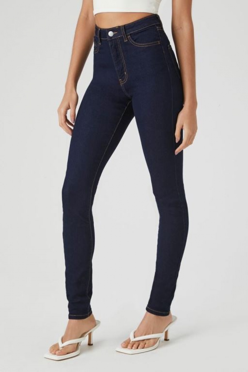 Jeans Forever 21 Tall Stretch Denim Flaco Mujer Azules Oscuro | xuh6go7QF2Y