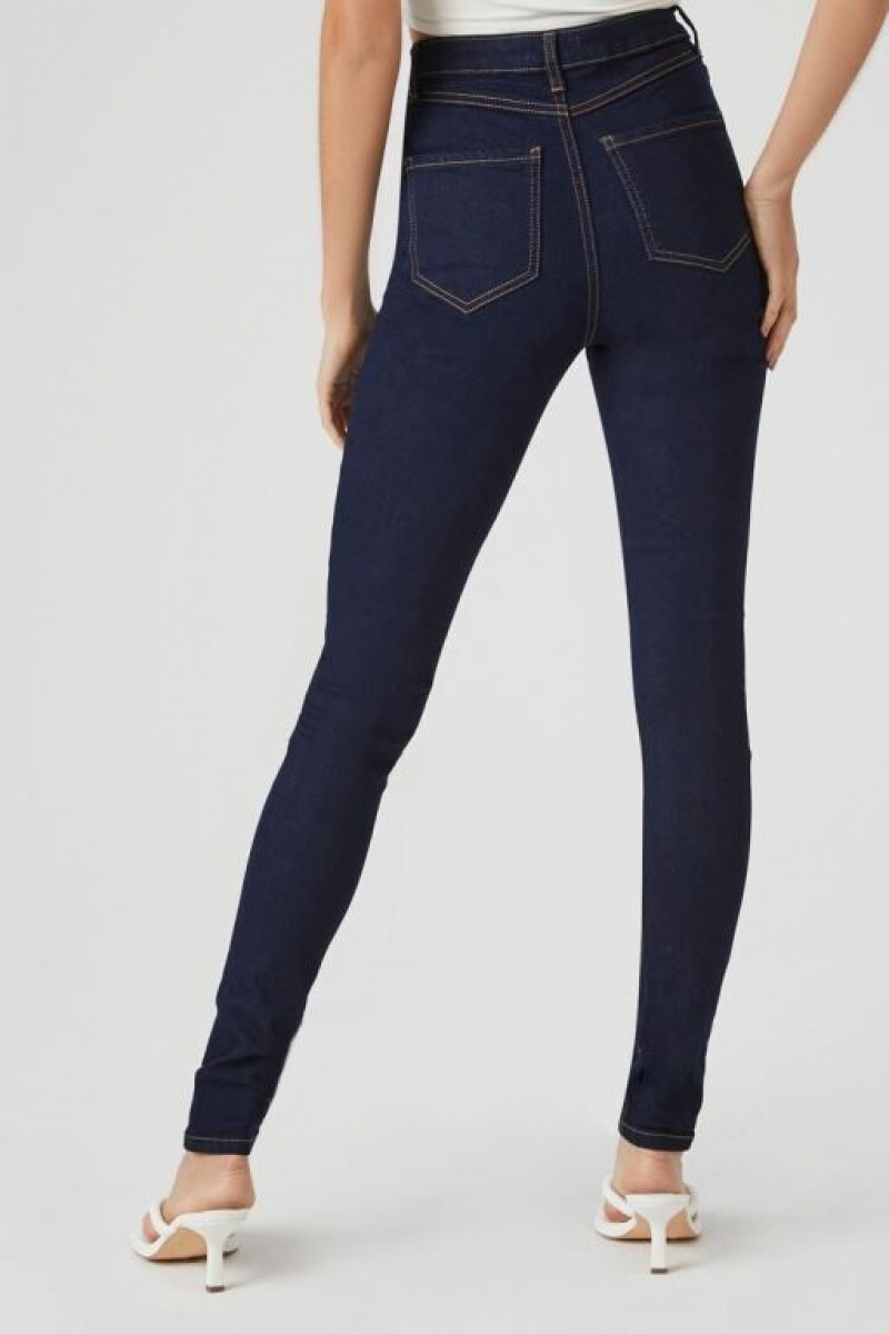 Jeans Forever 21 Tall Stretch Denim Flaco Mujer Azules Oscuro | xuh6go7QF2Y