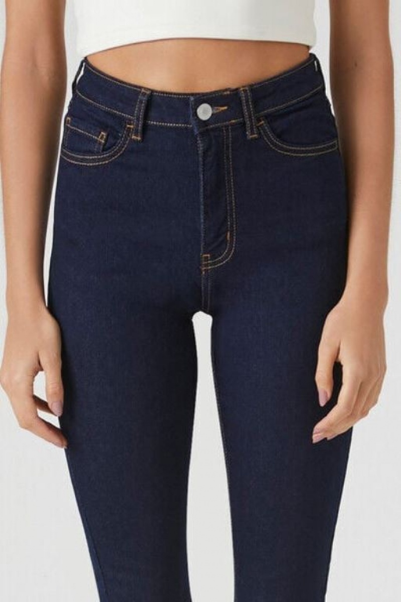 Jeans Forever 21 Tall Stretch Denim Flaco Mujer Azules Oscuro | xuh6go7QF2Y