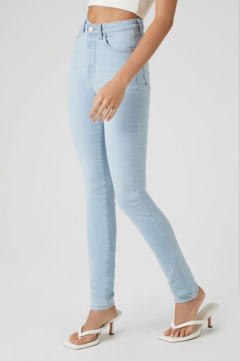 Jeans Forever 21 Tall Stretch Denim Flaco Mujer Azules Claro | sr9f72lDfO9