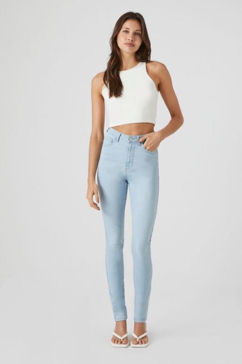 Jeans Forever 21 Tall Stretch Denim Flaco Mujer Azules Claro | sr9f72lDfO9