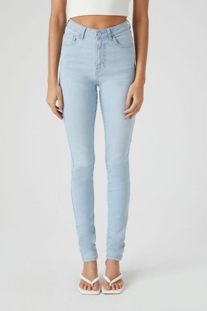 Jeans Forever 21 Tall Stretch Denim Flaco Mujer Azules Claro | sr9f72lDfO9