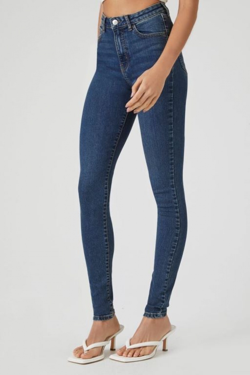 Jeans Forever 21 Tall Stretch Denim Flaco Mujer Azules Oscuro | zltOwdMNix3