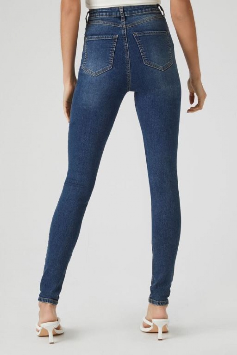 Jeans Forever 21 Tall Stretch Denim Flaco Mujer Azules Oscuro | zltOwdMNix3