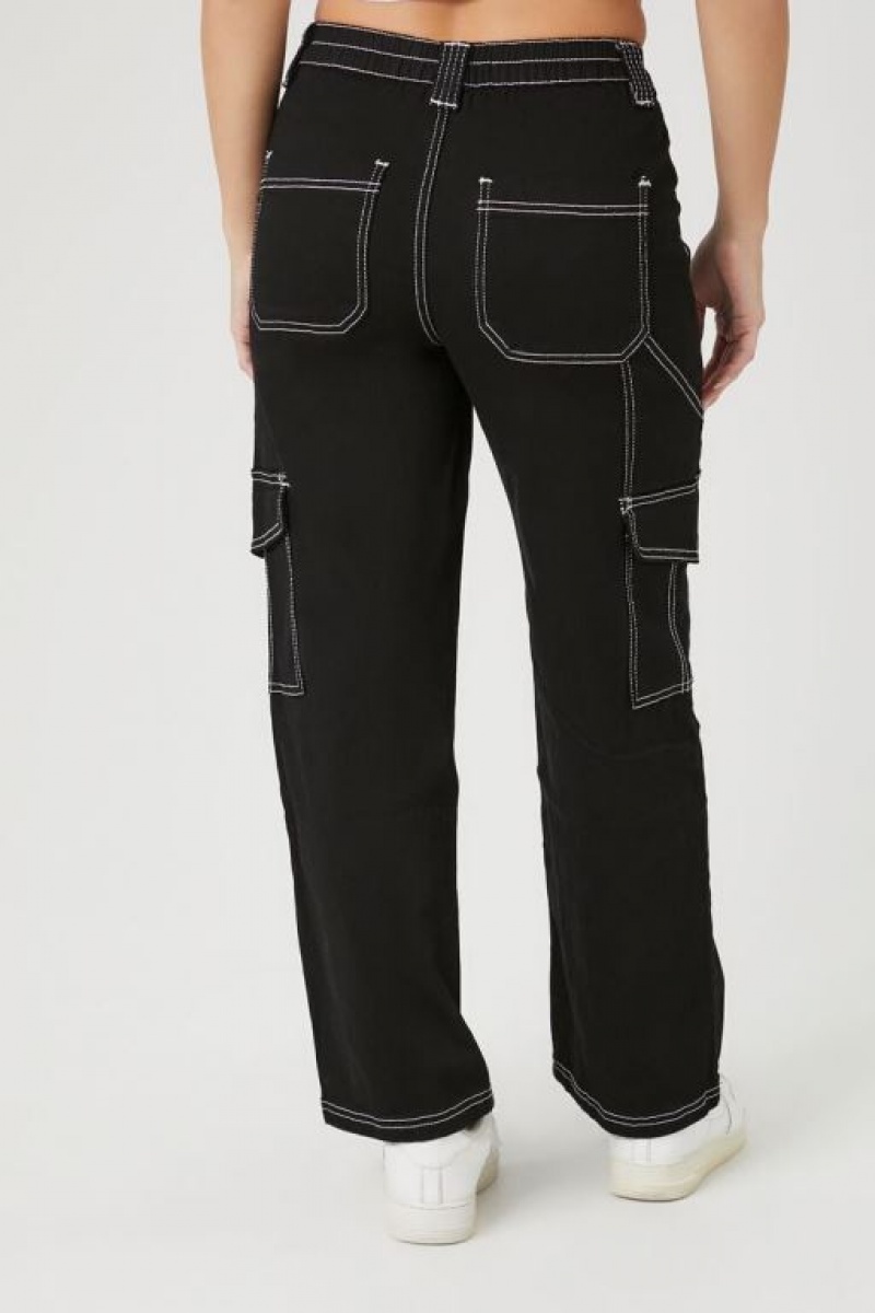 Jeans Forever 21 Twill Cargo Mujer Negras | YUAXvbpV7Ml