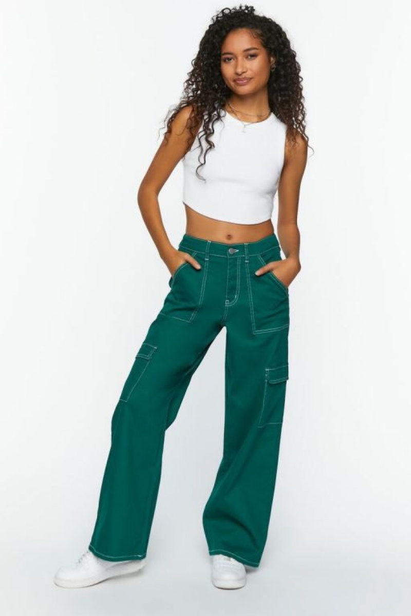 Jeans Forever 21 Twill Cargo Mujer Verde | 0rbJ8Ny0Rlj