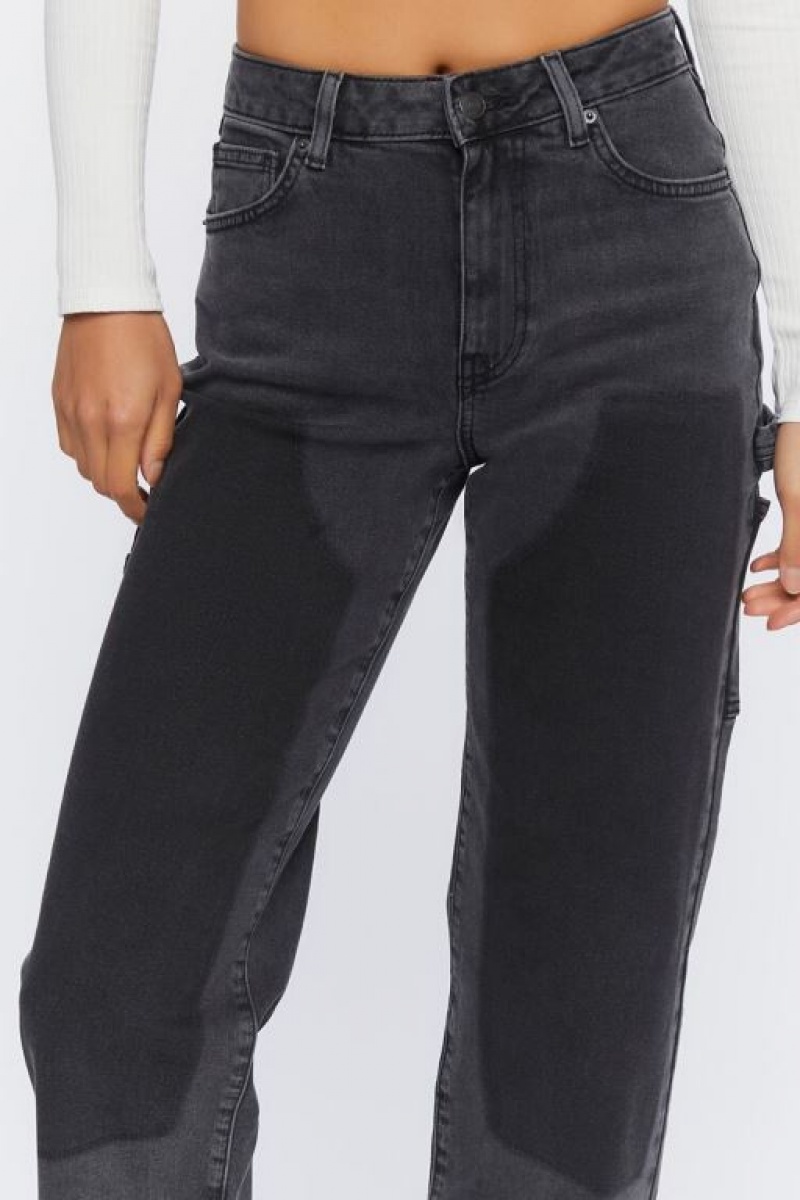 Jeans Forever 21 Washed Panel High Rise Mujer Negras | zXB8Ihulico