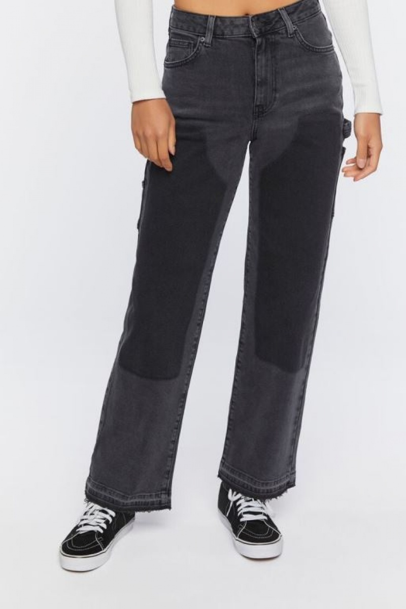 Jeans Forever 21 Washed Panel High Rise Mujer Negras | zXB8Ihulico