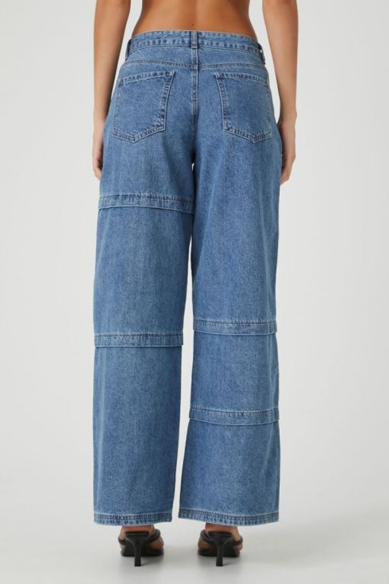 Jeans Forever 21 Wide Leg Asymmetrical Seam Mujer Azules | G0DFFtQk0RR