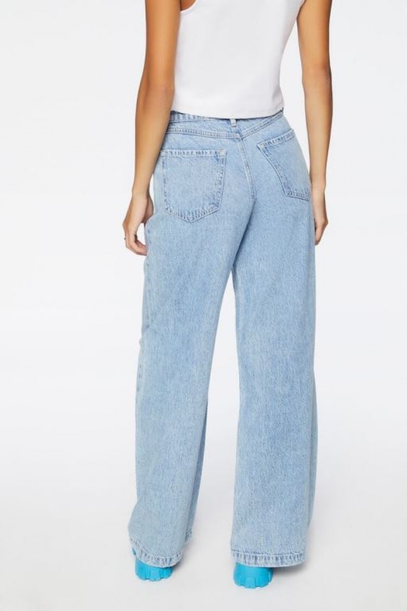 Jeans Forever 21 Wide Leg Drawstring Mujer Azules Claro | ZMS1v3ESWaO