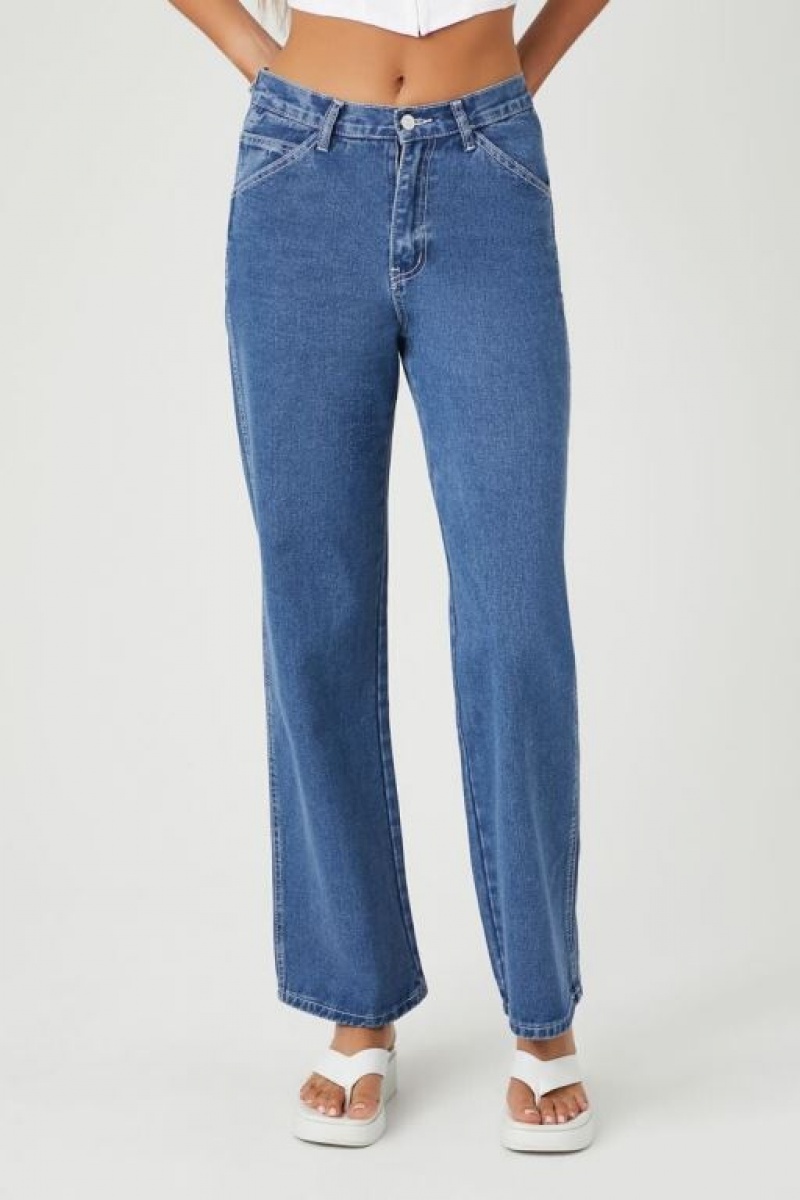 Jeans Forever 21 Wide Leg High Rise Mujer Azules | I6uKFOrTpCC