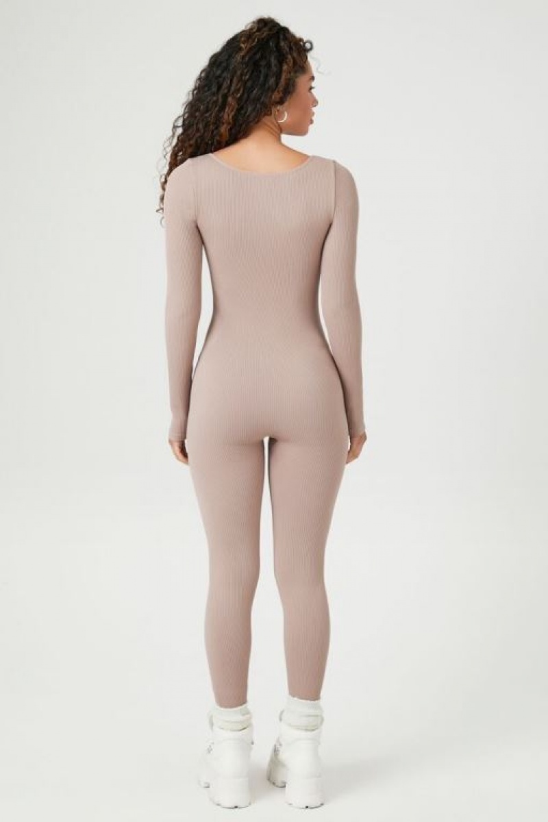 Jumpsuits Forever 21 Acanalado Seamless Jumpsuit Mujer Goat | zmOQt28JI5c