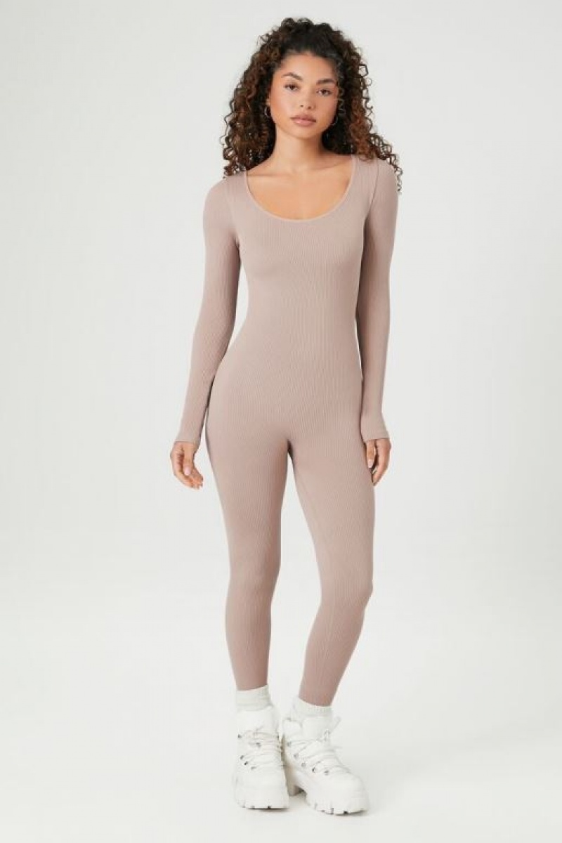 Jumpsuits Forever 21 Acanalado Seamless Jumpsuit Mujer Goat | zmOQt28JI5c