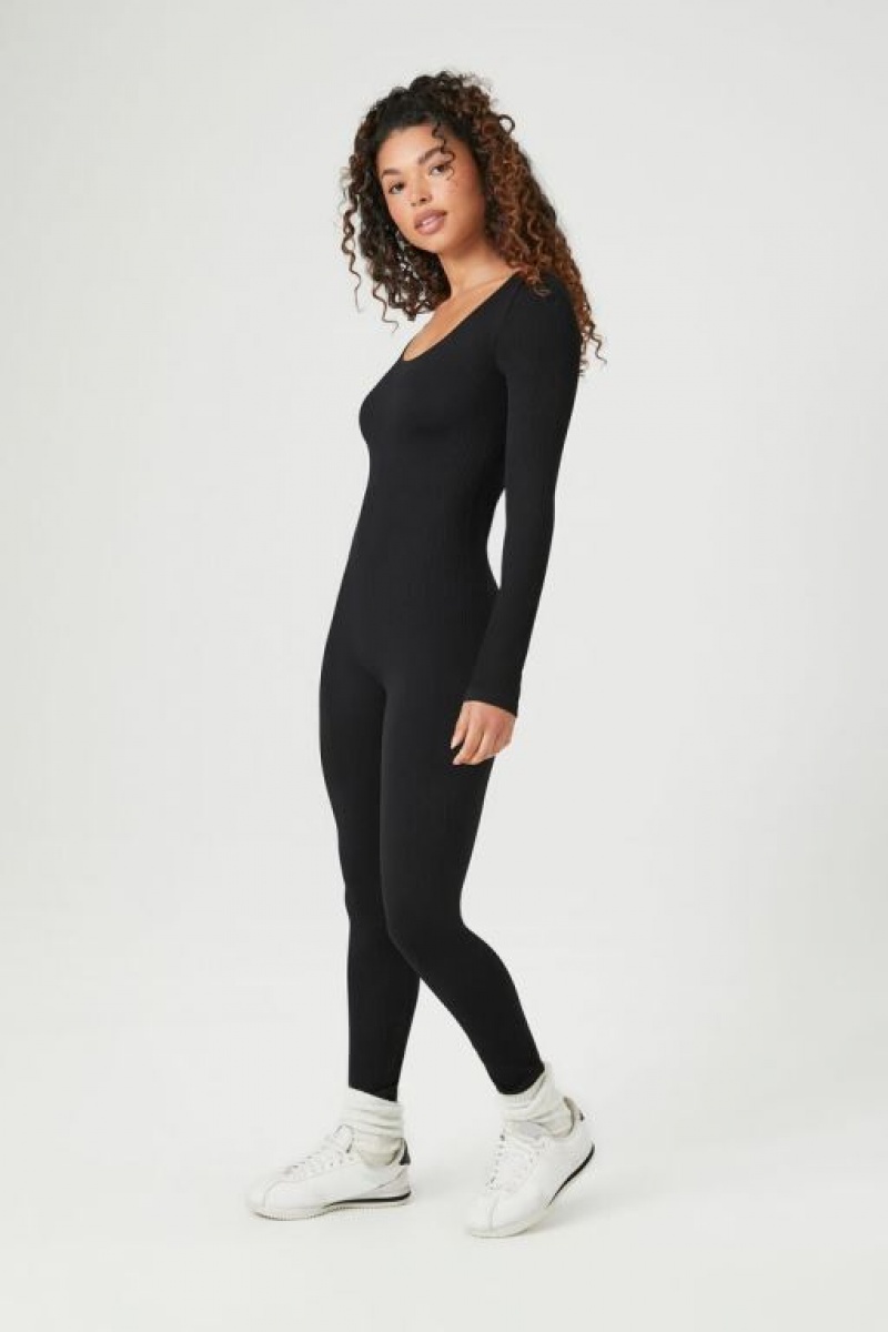 Jumpsuits Forever 21 Acanalado Seamless Jumpsuit Mujer Negras | ajPkjMD6KPz