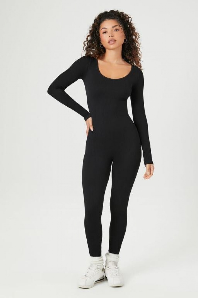 Jumpsuits Forever 21 Acanalado Seamless Jumpsuit Mujer Negras | ajPkjMD6KPz