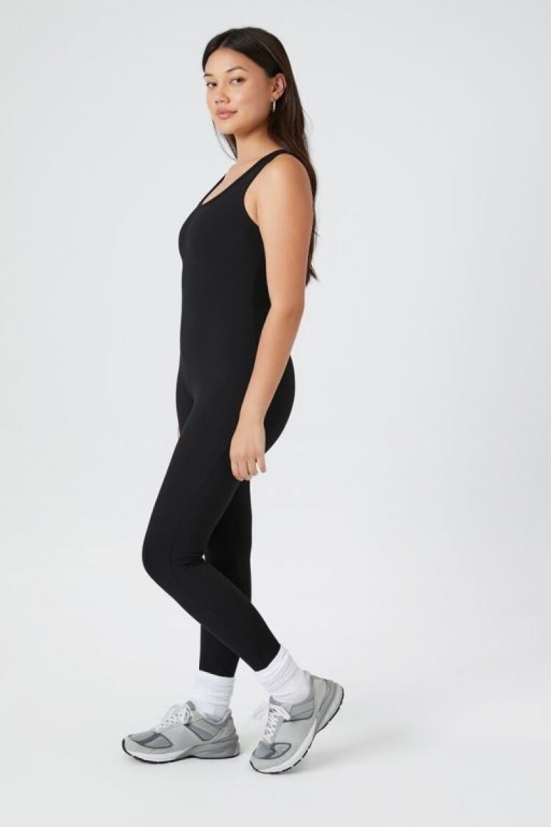 Jumpsuits Forever 21 Acanalado Sleeveless Jumpsuit Mujer Negras | jBeIL4YyKel